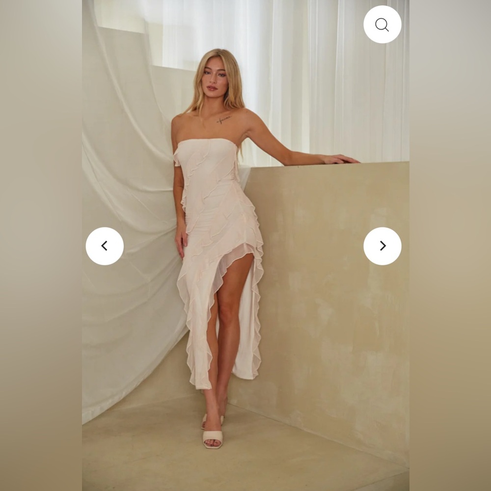 American Threads Strapless Ruffle Pink Dress